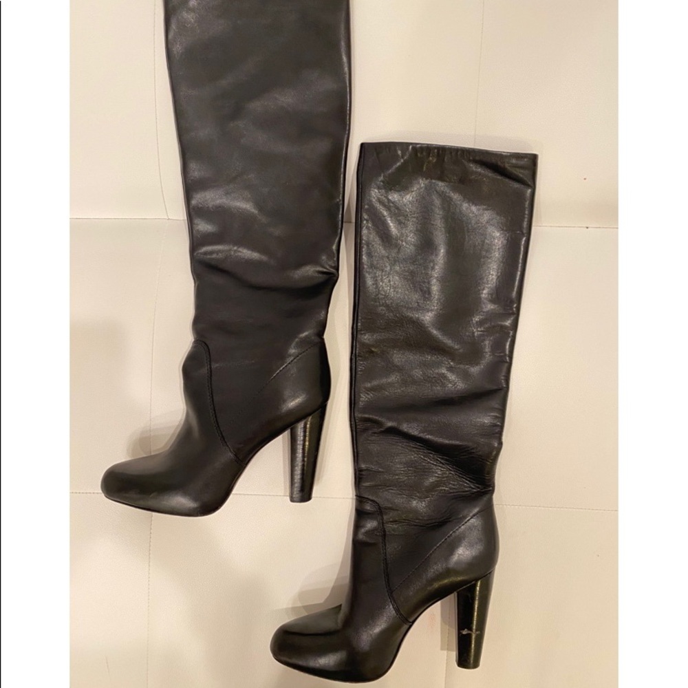 ELIE TAHARI Black Knee High Leather Boots Sz 39